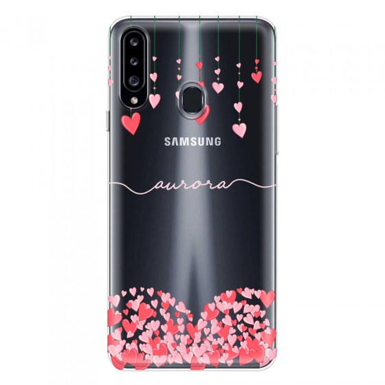 SAMSUNG - Galaxy A20S - Soft Clear Case - Love Hearts Strings Pink