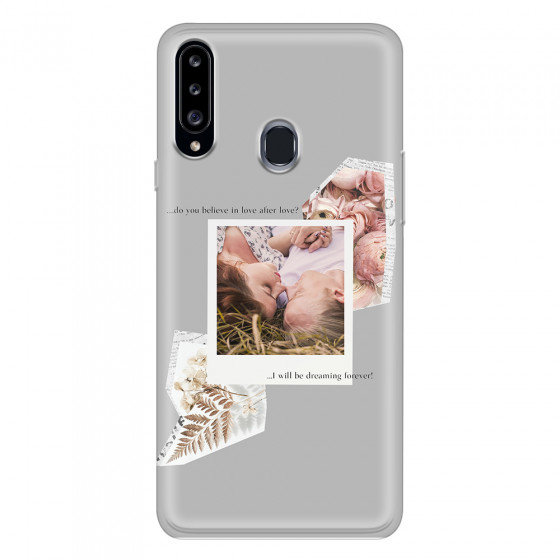 SAMSUNG - Galaxy A20S - Soft Clear Case - Vintage Grey Collage Phone Case