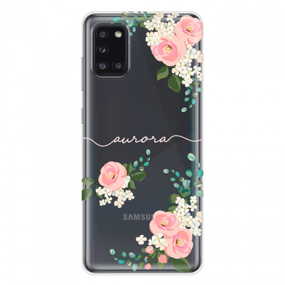 SAMSUNG - Galaxy A31 - Soft Clear Case - Pink Floral Handwritten Light