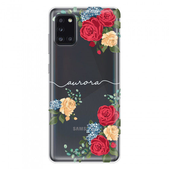 SAMSUNG - Galaxy A31 - Soft Clear Case - Red Floral Handwritten Light 