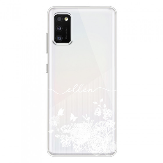 SAMSUNG - Galaxy A41 - Soft Clear Case - Handwritten White Lace