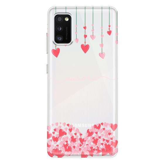 SAMSUNG - Galaxy A41 - Soft Clear Case - Love Hearts Strings Pink