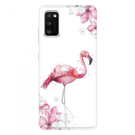 SAMSUNG - Galaxy A41 - Soft Clear Case - Pink Tropes