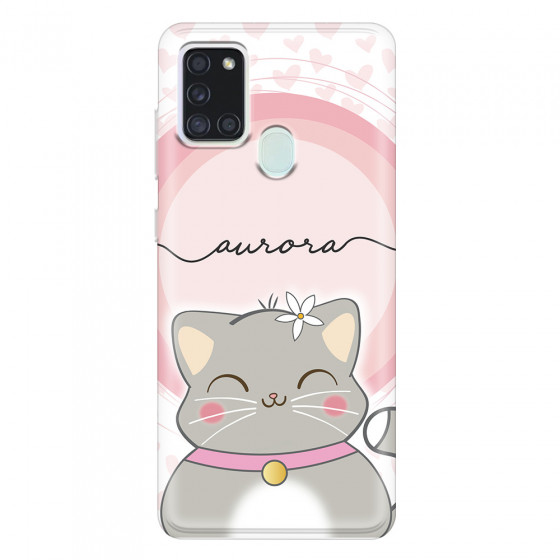 SAMSUNG - Galaxy A21S - Soft Clear Case - Kitten Handwritten