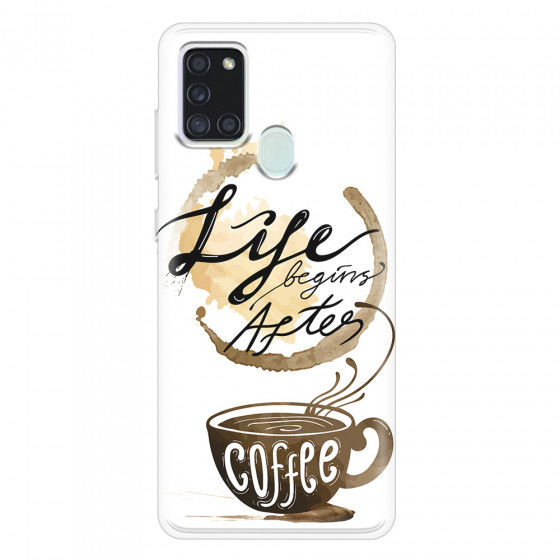 SAMSUNG - Galaxy A21S - Soft Clear Case - Life begins after coffee