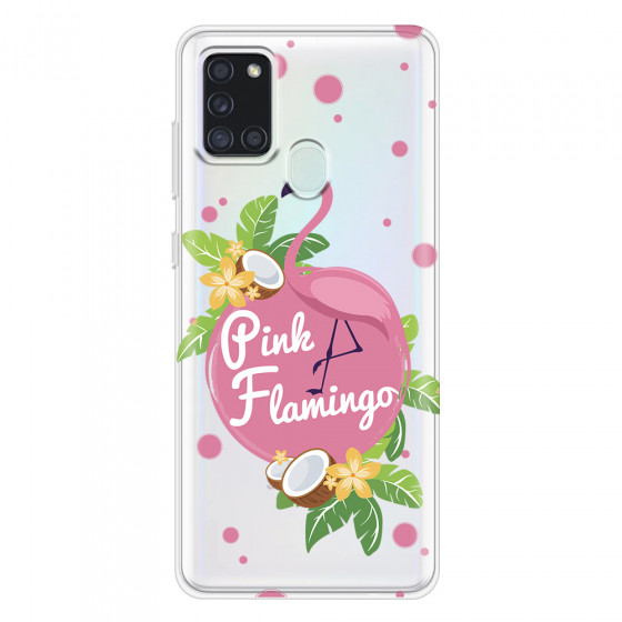 SAMSUNG - Galaxy A21S - Soft Clear Case - Pink Flamingo
