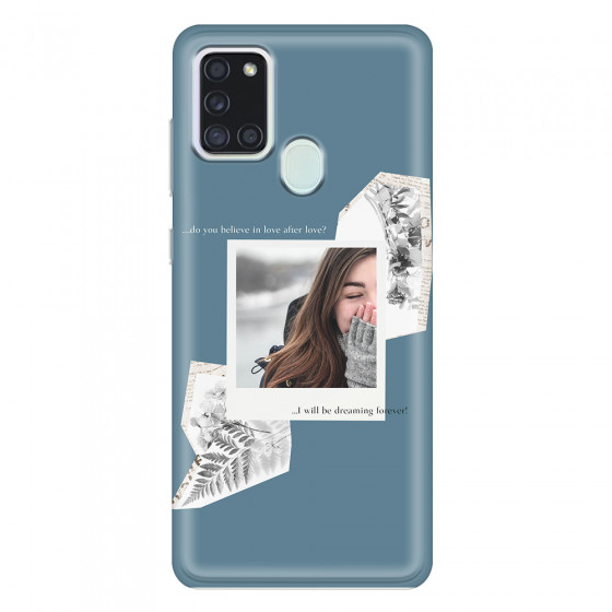 SAMSUNG - Galaxy A21S - Soft Clear Case - Vintage Blue Collage Phone Case
