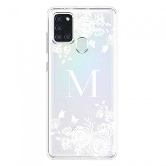 SAMSUNG - Galaxy A21S - Soft Clear Case - White Lace Monogram