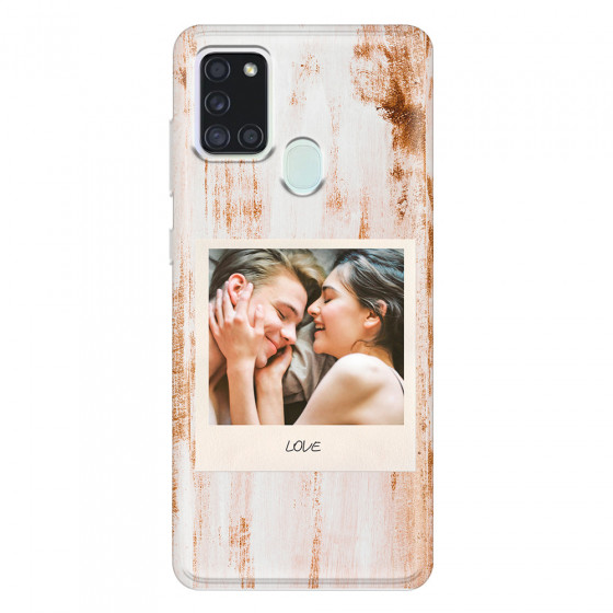 SAMSUNG - Galaxy A21S - Soft Clear Case - Wooden Polaroid