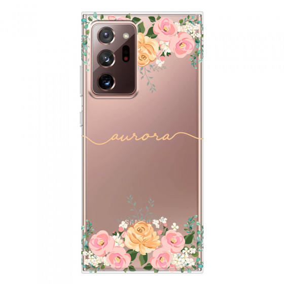 SAMSUNG - Galaxy Note20 Ultra - Soft Clear Case - Gold Floral Handwritten