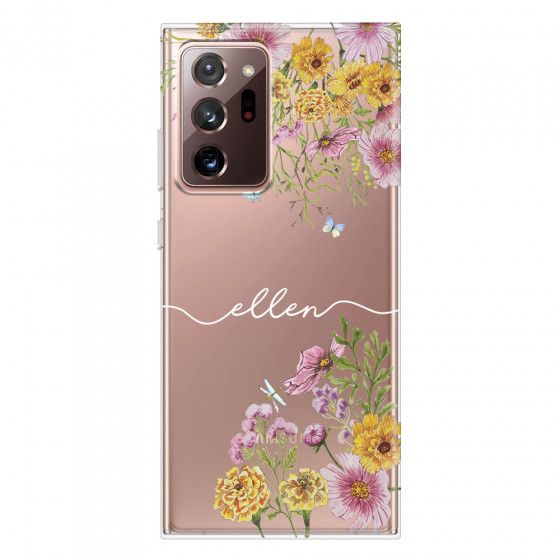 SAMSUNG - Galaxy Note20 Ultra - Soft Clear Case - Meadow Garden with Monogram White