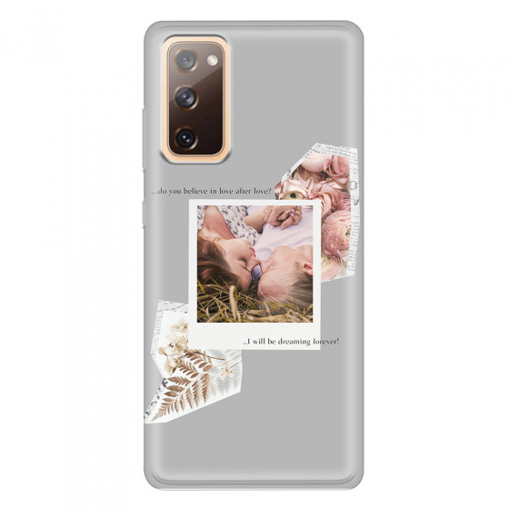 SAMSUNG - Galaxy S20 FE - Soft Clear Case - Vintage Grey Collage Phone Case