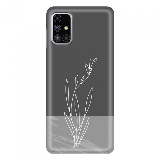 SAMSUNG - Galaxy M51 - Soft Clear Case - Dark Grey Marble Flower