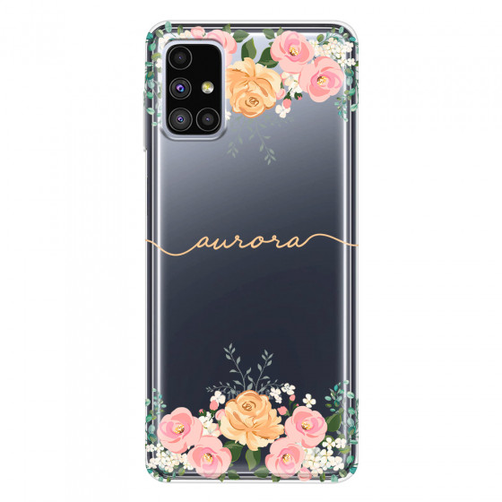 SAMSUNG - Galaxy M51 - Soft Clear Case - Gold Floral Handwritten