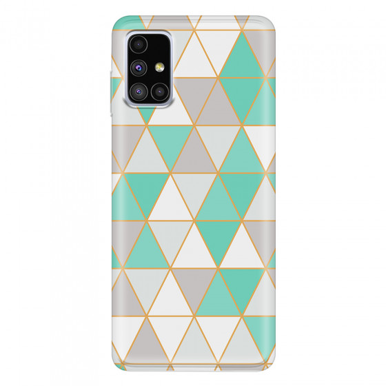 SAMSUNG - Galaxy M51 - Soft Clear Case - Green Triangle Pattern