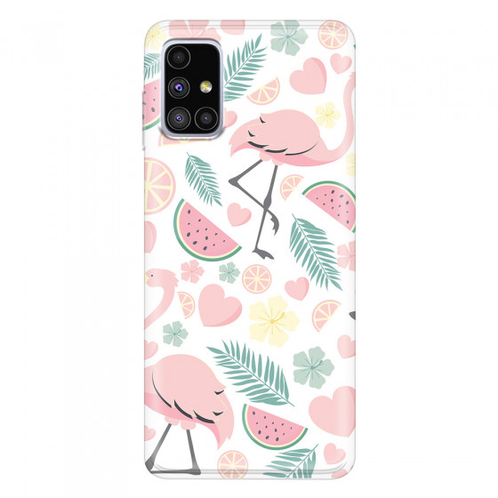 SAMSUNG - Galaxy M51 - Soft Clear Case - Tropical Flamingo III