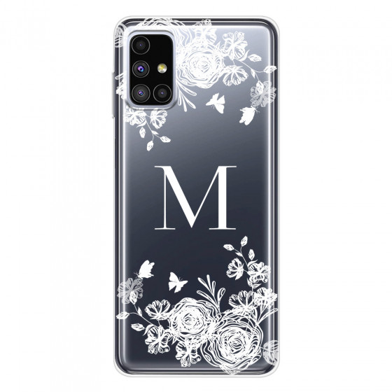 SAMSUNG - Galaxy M51 - Soft Clear Case - White Lace Monogram