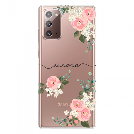 SAMSUNG - Galaxy Note20 - Soft Clear Case - Pink Floral Handwritten