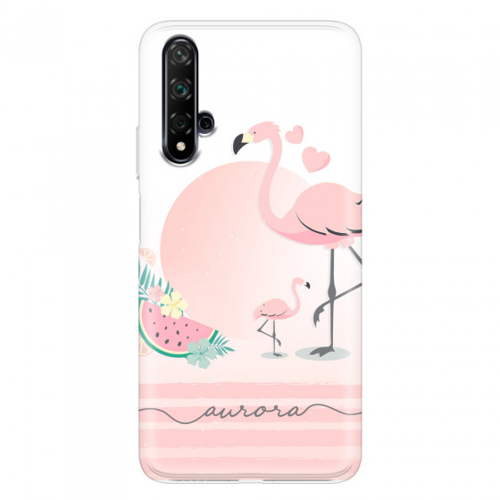 HUAWEI - Nova 5T - Soft Clear Case - Flamingo Vibes Handwritten