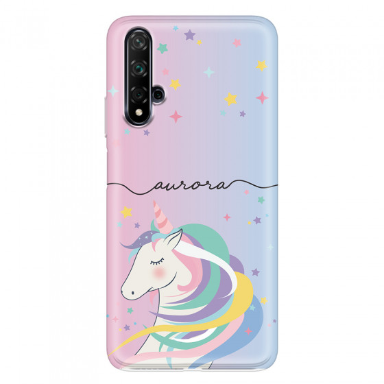 HUAWEI - Nova 5T - Soft Clear Case - Pink Unicorn Handwritten