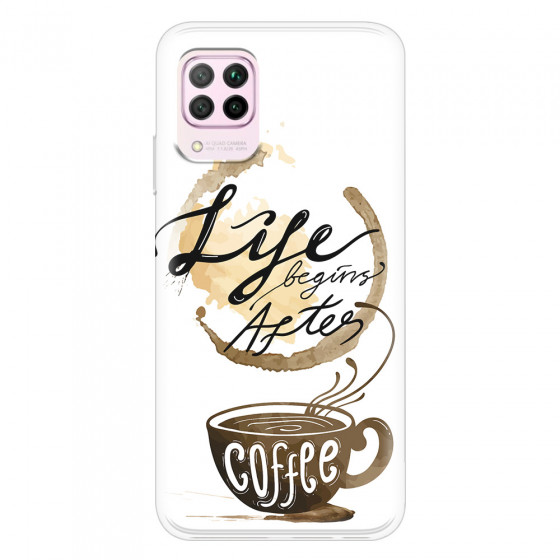 HUAWEI - P40 Lite - Soft Clear Case - Life begins after coffee