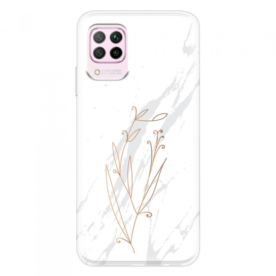 HUAWEI - P40 Lite - Soft Clear Case - White Marble Flowers