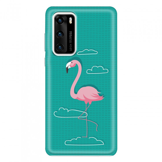 HUAWEI - P40 - Soft Clear Case - Cartoon Flamingo