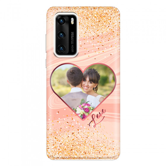 HUAWEI - P40 - Soft Clear Case - Glitter Love Heart Photo