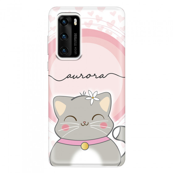 HUAWEI - P40 - Soft Clear Case - Kitten Handwritten