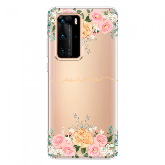HUAWEI - P40 Pro - Soft Clear Case - Gold Floral Handwritten