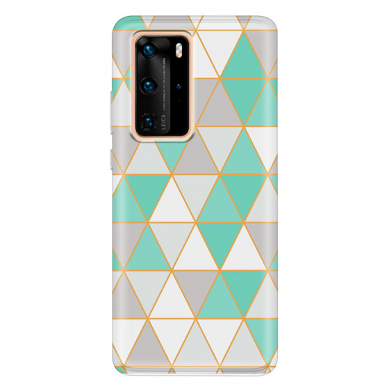 HUAWEI - P40 Pro - Soft Clear Case - Green Triangle Pattern