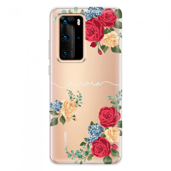 HUAWEI - P40 Pro - Soft Clear Case - Red Floral Handwritten Light 