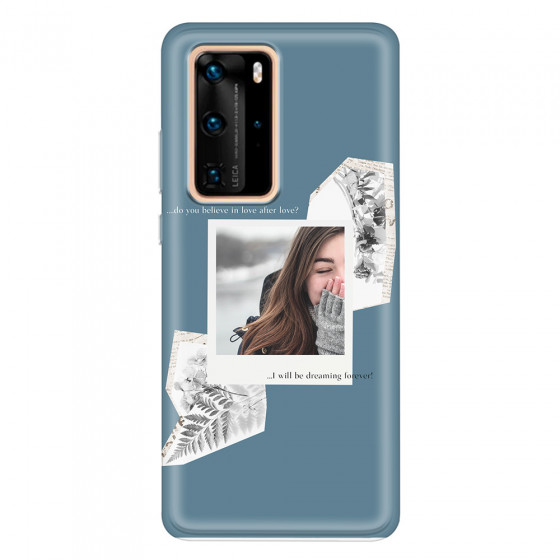 HUAWEI - P40 Pro - Soft Clear Case - Vintage Blue Collage Phone Case