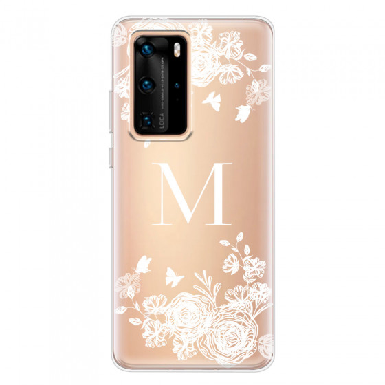 HUAWEI - P40 Pro - Soft Clear Case - White Lace Monogram