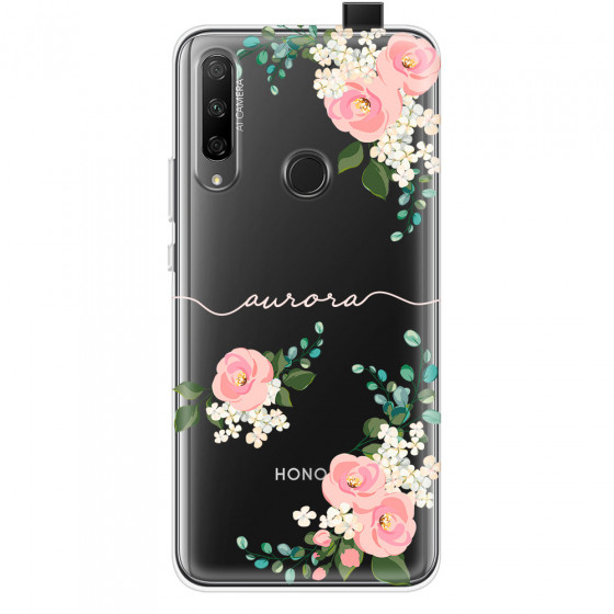 HONOR - Honor 9X - Soft Clear Case - Pink Floral Handwritten Light