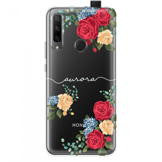 HONOR - Honor 9X - Soft Clear Case - Red Floral Handwritten Light 
