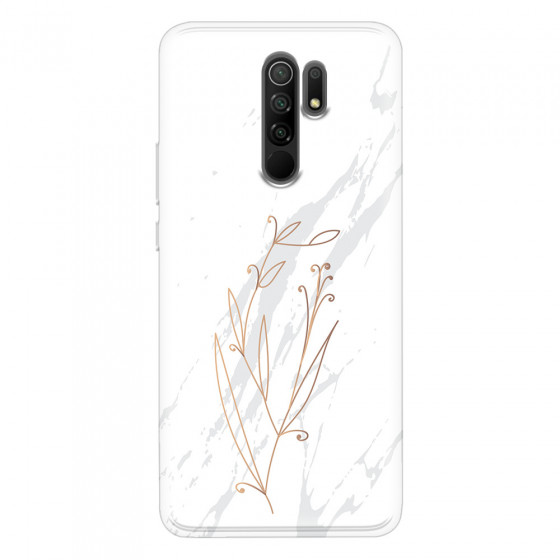 XIAOMI - Redmi 9 - Soft Clear Case - White Marble Flowers