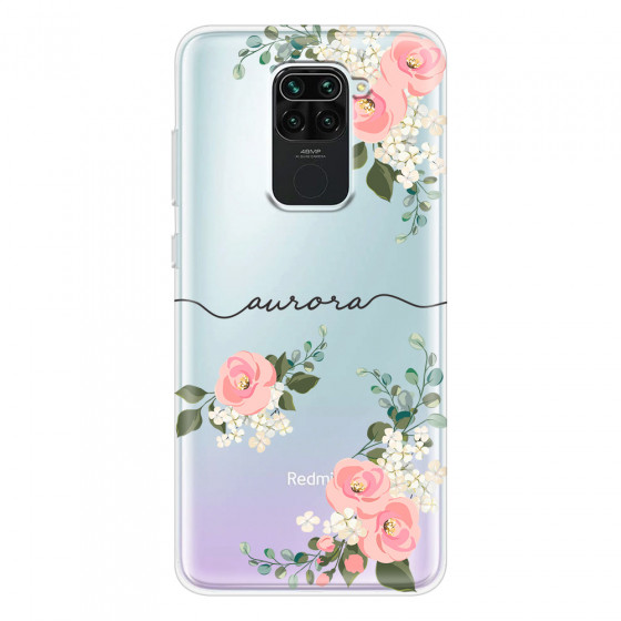 XIAOMI - Redmi Note 9 - Soft Clear Case - Pink Floral Handwritten