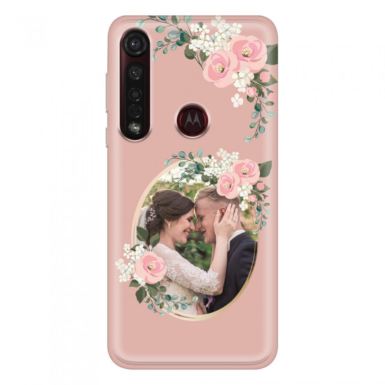 MOTOROLA by LENOVO - Moto G8 Plus - Soft Clear Case - Pink Floral Mirror Photo