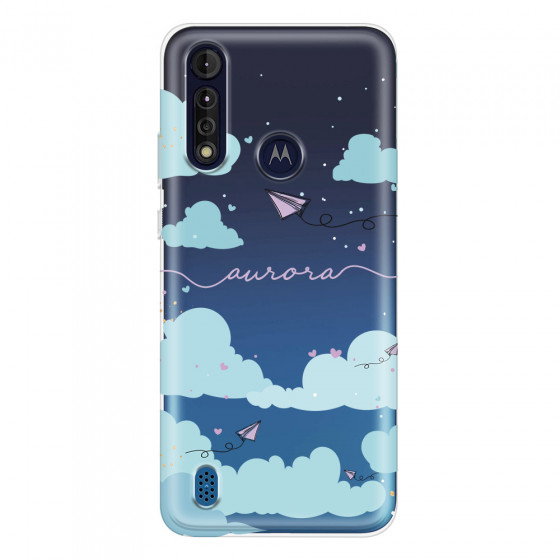 MOTOROLA by LENOVO - Moto G8 Power Lite - Soft Clear Case - Up in the Clouds Purple