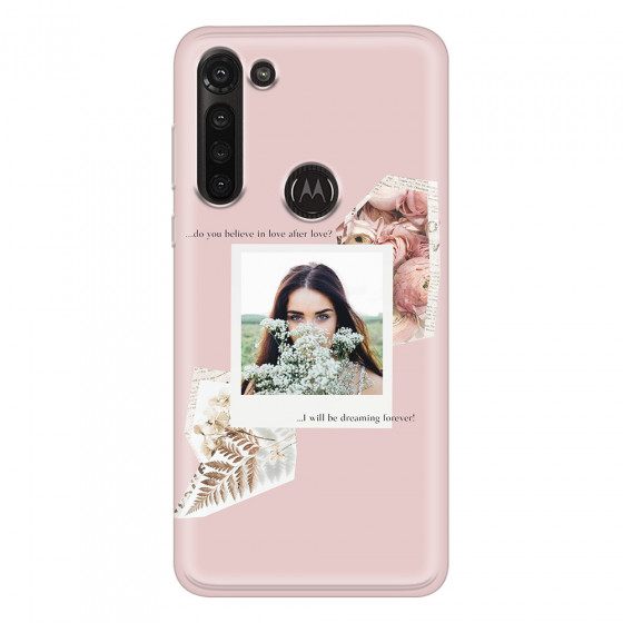MOTOROLA by LENOVO - Moto G8 Power - Soft Clear Case - Vintage Pink Collage Phone Case