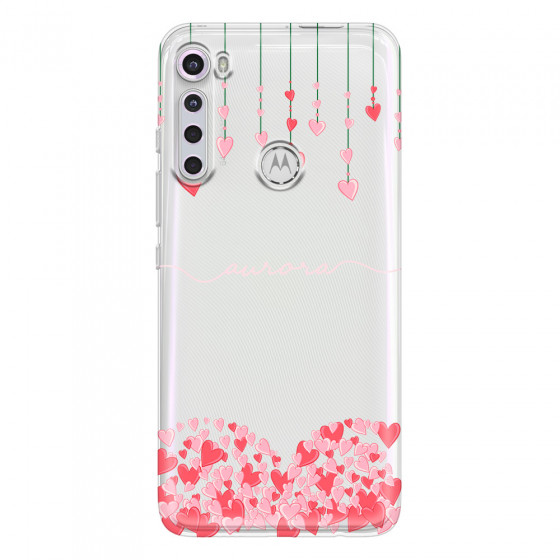 MOTOROLA by LENOVO - Moto One Fusion Plus - Soft Clear Case - Love Hearts Strings Pink