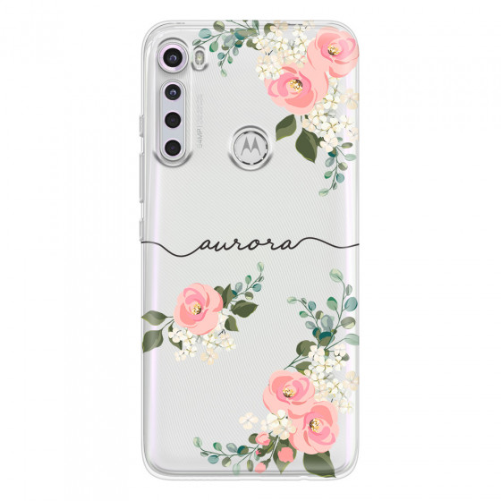 MOTOROLA by LENOVO - Moto One Fusion Plus - Soft Clear Case - Pink Floral Handwritten
