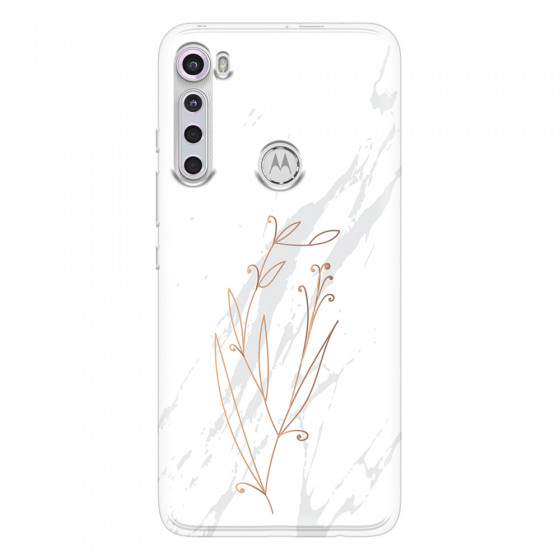 MOTOROLA by LENOVO - Moto One Fusion Plus - Soft Clear Case - White Marble Flowers