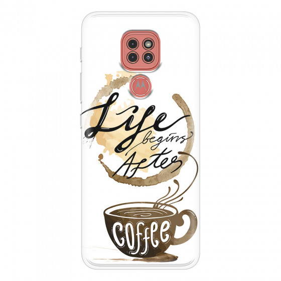 MOTOROLA by LENOVO - Moto G9 Play - Soft Clear Case - Life begins after coffee
