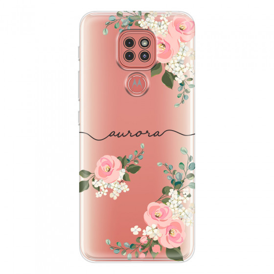 MOTOROLA by LENOVO - Moto G9 Play - Soft Clear Case - Pink Floral Handwritten