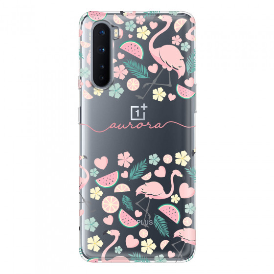 ONEPLUS - OnePlus Nord - Soft Clear Case - Clear Flamingo Handwritten