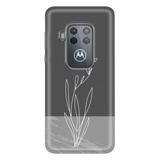 MOTOROLA by LENOVO - Moto One Zoom - Soft Clear Case - Dark Grey Marble Flower