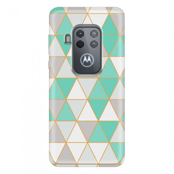 MOTOROLA by LENOVO - Moto One Zoom - Soft Clear Case - Green Triangle Pattern