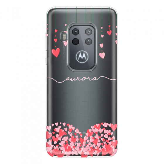 MOTOROLA by LENOVO - Moto One Zoom - Soft Clear Case - Love Hearts Strings Pink